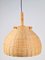 Scandinavian Japandi Style Wicker Rattan and Pine Hanging Lamp, 1960s-1970s 2