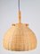 Scandinavian Japandi Style Wicker Rattan and Pine Hanging Lamp, 1960s-1970s, Image 2