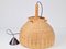 Scandinavian Japandi Style Wicker Rattan and Pine Hanging Lamp, 1960s-1970s 7