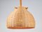 Scandinavian Japandi Style Wicker Rattan and Pine Hanging Lamp, 1960s-1970s, Image 6