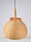 Scandinavian Japandi Style Wicker Rattan and Pine Hanging Lamp, 1960s-1970s 1