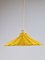 Lámpara colgante amarilla de mimbre, Francia, años 60, Imagen 9