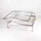 Vintage Showcase Lounge Table with Brushed and Golden Metal Sliding Tray, 1970s 4
