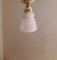 Small Art Deco Ceiling Lamp with Pink Marbled Glass Shade of Brass Mount 1