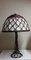 Large Vintage Table Lamp with a Metal Foot in a Braided Look and a Fabric -Related Pipe Mesh Screen, 1980s 1