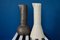 Large Grey and White Ceramic Vases from Linéasette, 1980s, Set of 2 2