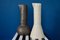 Vasi grandi in ceramica grigia e bianca di Lineasette, anni '80, set di 2, Immagine 2