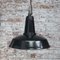 Vintage French Industrial Black Enamel Pendant Lamp 4