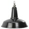 Lámpara colgante industrial francesa vintage de esmalte negro, Imagen 1