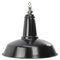 Vintage French Industrial Black Enamel Pendant Lamp 1