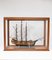 Maqueta de barco vintage con vitrina de madera, años 50, Imagen 11