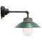 Industrielle Vintage Wandlampe aus grüner Emaille, Gusseisen & Klarglas 5