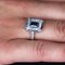 Französischer Art Deco Platin Ring mit Saphir und Diamanten, 1920er 12