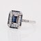 French Art Deco Sapphire Diamonds Platinum Rectangular Ring, 1920s 8