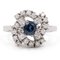 Vintage Tourbillon Ring in 14K White Gold with Sapphire and Diamonds, 1970s 1