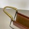 Brass and Brown Leather Magazine Holder by Carl Auböck, 1950s 10