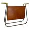 Brass and Brown Leather Magazine Holder by Carl Auböck, 1950s 1