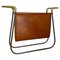 Brass and Brown Leather Magazine Holder by Carl Auböck, 1950s, Image 1