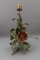 Hollywood Regency Style Green and Red Painted Toleware Flower Table Lamp, 1970s 9
