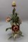 Hollywood Regency Style Green and Red Painted Toleware Flower Table Lamp, 1970s 8