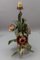 Hollywood Regency Style Green and Red Painted Toleware Flower Table Lamp, 1970s 18