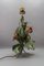 Hollywood Regency Style Green and Red Painted Toleware Flower Table Lamp, 1970s 7