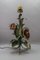 Hollywood Regency Style Green and Red Painted Toleware Flower Table Lamp, 1970s 12