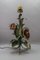 Hollywood Regency Style Green and Red Painted Toleware Flower Table Lamp, 1970s, Image 12