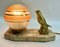 French Art Deco Table Lamp with Stylized Spelter Representation of Bird, 1935 2
