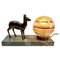 French Art Deco Table Lamp with Stylized Spelter Representation of a Deer, 1935 1