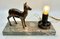 French Art Deco Table Lamp with Stylized Spelter Representation of a Deer, 1935 11