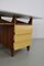 Modernist Italian Desk with Three Drawers, Book Storage and Light Blue Formica Table Plate, 1960s 29