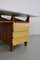 Modernist Italian Desk with Three Drawers, Book Storage and Light Blue Formica Table Plate, 1960s, Image 29