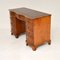 Burr Walnut Leather Top Pedestal Desk, 1950s 4