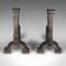 Large English Victorian Adirons in Cast Iron, 1890s, Set of 2 2