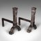 Large English Victorian Adirons in Cast Iron, 1890s, Set of 2 1