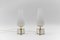 Petite Mid-Century Modern Massive Brass and Opaline Glass Table Lamps, 1950s , Set of 2 1