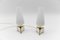 Petite Mid-Century Modern Massive Brass and Opaline Glass Table Lamps, 1950s , Set of 2 4