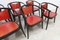 Baumann Armchairs Model Diese in Colour Wengé and Red from Pagnon Pelhaître, Set of 6 5