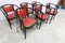 Baumann Armchairs Model Diese in Colour Wengé and Red from Pagnon Pelhaître, Set of 6 15
