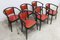 Baumann Armchairs Model Diese in Colour Wengé and Red from Pagnon Pelhaître, Set of 6 29