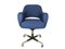 Italian Blue Fabric and Metal Swivel Desk Chair, 1960s-1970s 4