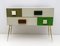 Postmodern Italian Chest in Colored Glass and Brass, 1980s 1
