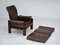 Danish Adjustable Lounge Chair with Footstool in Brown Leather from Skippers Møbler, 1970s, Set of 2 22