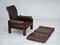 Danish Adjustable Lounge Chair with Footstool in Brown Leather from Skippers Møbler, 1970s, Set of 2, Image 22