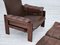 Danish Adjustable Lounge Chair with Footstool in Brown Leather from Skippers Møbler, 1970s, Set of 2, Image 21