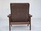 Danish Adjustable Lounge Chair with Footstool in Brown Leather from Skippers Møbler, 1970s, Set of 2, Image 11