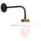 Vintage Industrial Brass and Glass Wall Light in White Enamel, Image 2