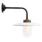 Vintage Industrial Brass and Glass Wall Light in White Enamel 5