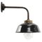 Vintage Industrial Black Enamel, Brass and Clear Striped Glass Wall Light, Image 1